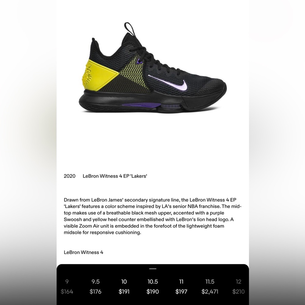 Nike LeBron Witness 4 EP Lakers Edition